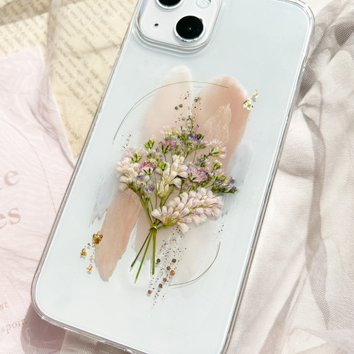 ピンク ニュアンス かすみ草 ニュアンスカラーとブーケ 押し花