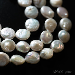 【新ロット】【約9cm/7粒】ホワイト 淡水パール コイン★ANAM gems 1枚目の画像