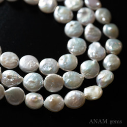 【新ロット】【約9cm/7粒】ホワイト 淡水パール コイン★ANAM gems 2枚目の画像