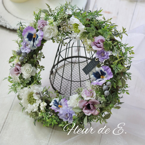 アーティフィシャルフラワー リース 32センチ リース Fleur de E