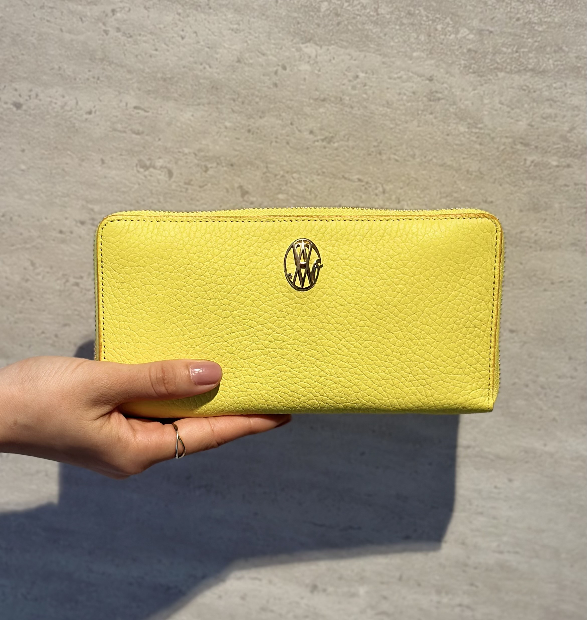 長財布/イエロー/フランス産高級牛革ヤギ革/エレガント/レディース/プレゼント/送料無料