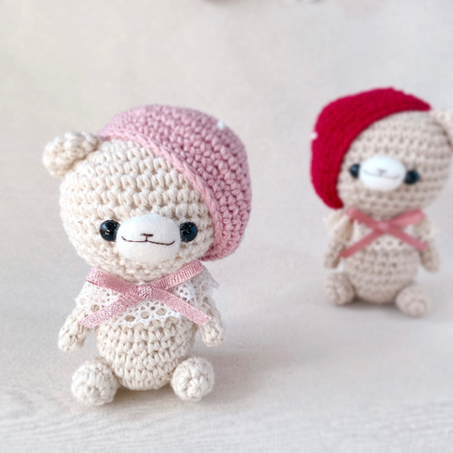 いちごのベレー帽のくまさんあみぐるみ あみぐるみ Kuma＊Pace 通販
