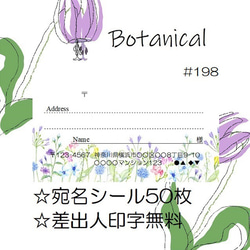 ⭐️宛名シール⭐️50枚⭐️ボタニカル⭐️Botanical⭐️#198⭐️折曲なしクリアファイル⭐️おしゃれ 1枚目の画像