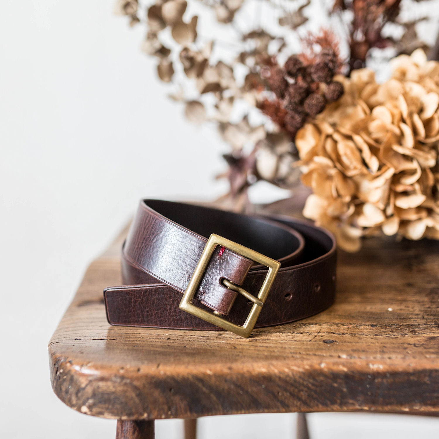 真鍮無垢 エイジングレザーベルト メンズ  / オイル