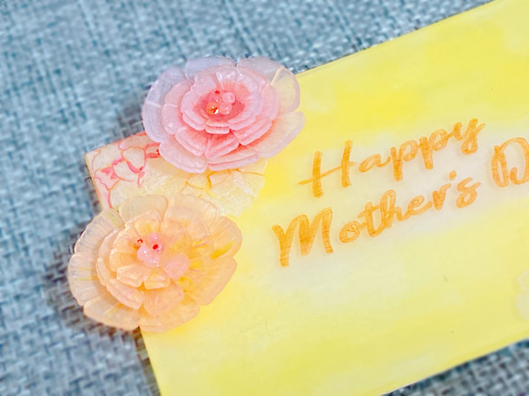 母の日 ✳︎ プラ板 ✳︎メッセージカード【Happy mothers Day】イエロー 2枚目の画像