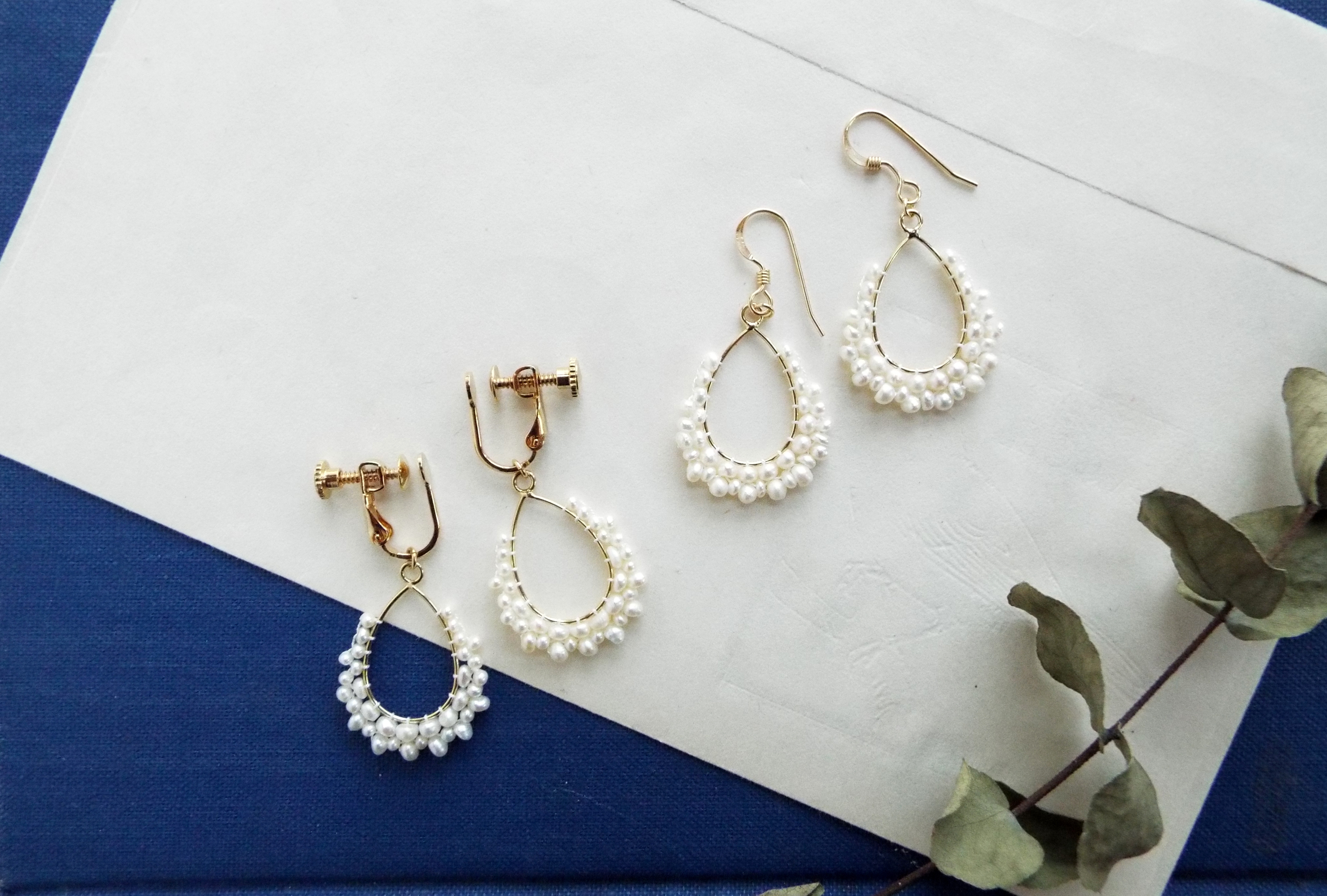 淡水パールピアス/イヤリング　しずく ミニ（NEW）