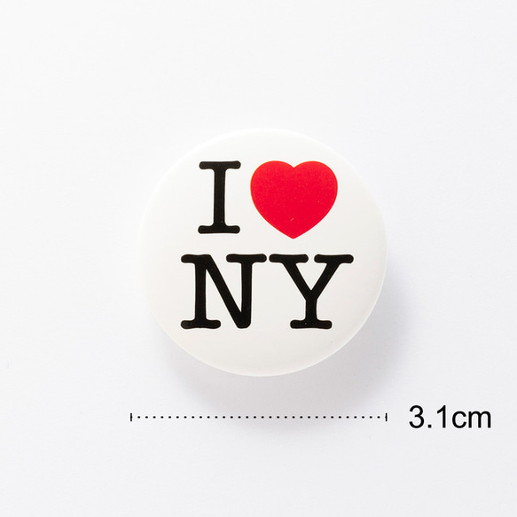 「I love NY」 缶バッジ 缶バッチ【ホワイト】【3.1cm】 3枚目の画像