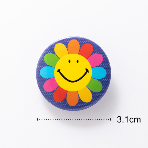 フラワー スマイル 缶バッジ 缶バッチ smile【3.1cm