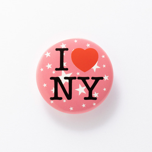 I love NY」 缶バッジ 缶バッチ【ピンク】【3.1cm】 ピンバッチ