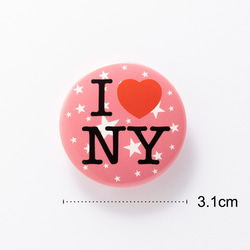 「I love NY」 缶バッジ 缶バッチ【ピンク】【3.1cm】 3枚目の画像