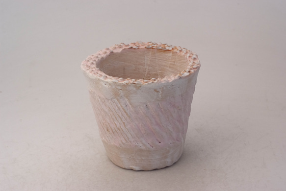 陶器製（2.5号ポット相当）多肉植物の欲しがる植木鉢 NSSc-ピンク-6756 1枚目の画像