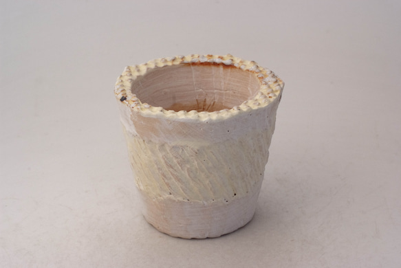 陶器製（2.5号ポット相当）多肉植物の欲しがる植木鉢 NSSc-イエロー-6762 1枚目の画像