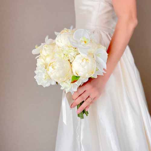 秋冬婚☆シャイニーモダンなウェディングブーケ☆和装☆ピオニーダリア☆造花☆前撮り 50a10508c36548bee724346414580a