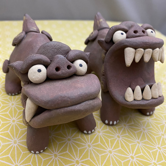 大丈夫シーサー(中・濃茶)D 縁起物 置物 小さい シーサー その他置物