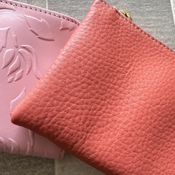 L字財布 本革 カードケース  ピンク サーモン マゼンタ 10枚目の画像