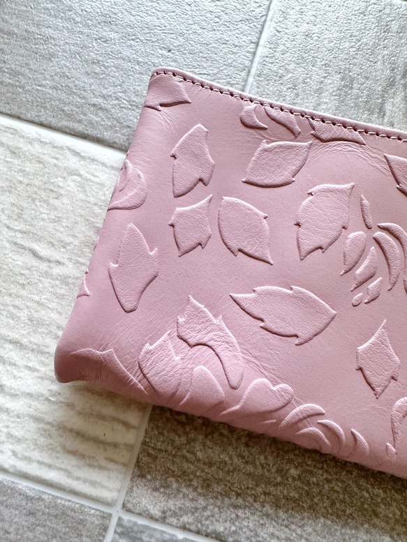 L字財布 本革 カードケース  ピンク サーモン マゼンタ 8枚目の画像