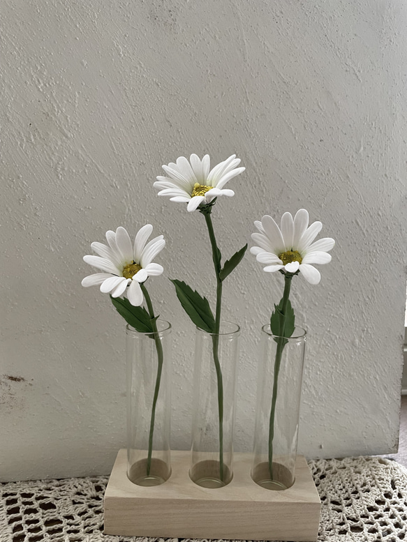 粘土のお花】枯れない クレイフラワー マーガレット フラワーベース