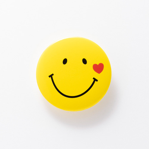 ハート スマイル 缶バッジ 缶バッチ smile【3.1cm】 ピンバッチ