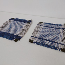 手織り　リネンとコットンのコースター　作品2324 2枚目の画像