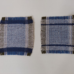 手織り　リネンとコットンのコースター　作品2324 3枚目の画像