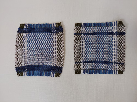 手織り　リネンとコットンのコースター　作品2324 3枚目の画像