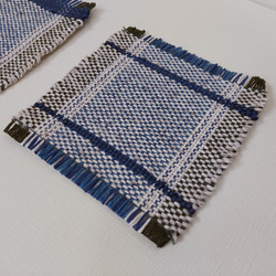 手織り　リネンとコットンのコースター　作品2324 4枚目の画像