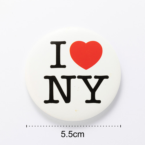 I love NY」 缶バッジ 缶バッチ【5.5cm】ホワイト ピンバッチ