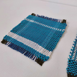 手織り　コットンのコースター　作品2327 5枚目の画像