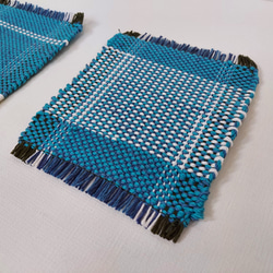 手織り　コットンのコースター　作品2327 4枚目の画像