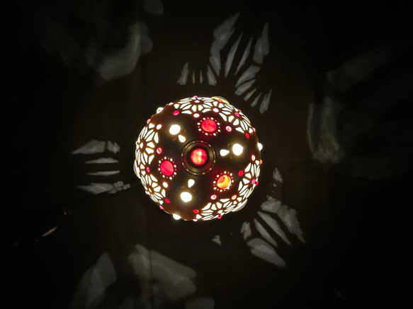 ミニひょうたんランプ《麻の葉トリケトラNo.5～ピンク瑪瑙》 11枚目の画像