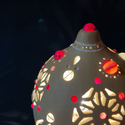 ミニひょうたんランプ《麻の葉トリケトラNo.5～ピンク瑪瑙》 4枚目の画像