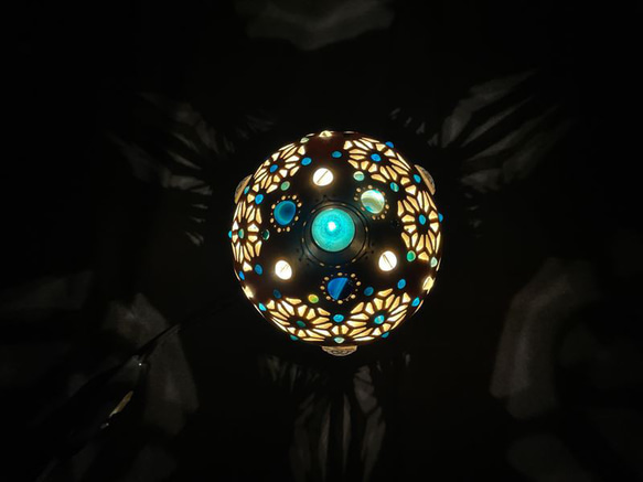 ミニひょうたんランプ《麻の葉トリケトラNo.6～ブルー瑪瑙》 11枚目の画像