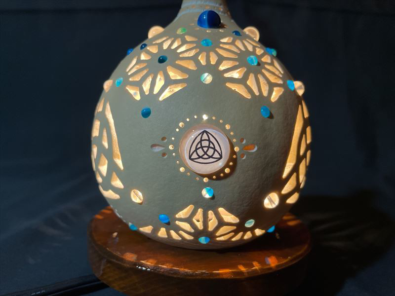 ミニひょうたんランプ《麻の葉トリケトラNo.6～ブルー瑪瑙》