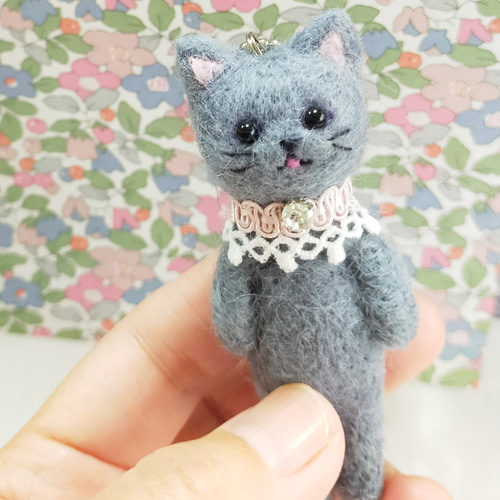 ◾受注制作 子猫マスコット(ロシアンブルー)・羊毛フェルト
