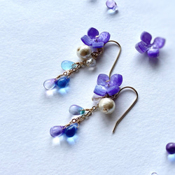 繡球花和水滴耳環紫色耳釘多變 第14張的照片