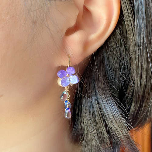 ♡フレンチラベンダーピアス♡14kgfピアス(イヤリング変更可)