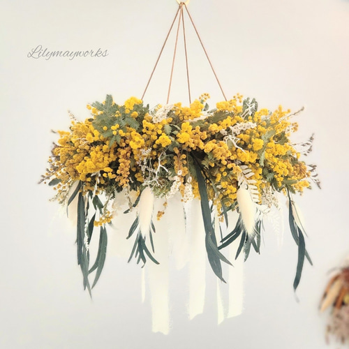 フライングリース❁ミモザ❁ リース Lilymayworks 通販 15839488|Creema フライングリース❁ミモザ❁ リース Lilymayworks 通販 15839488|Creema