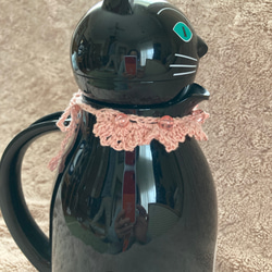 猫ちゃん用 かぎ針編み首飾り  ピンク 4枚目の画像
