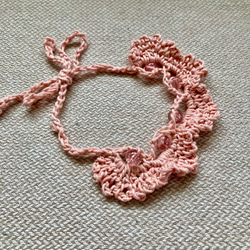 猫ちゃん用 かぎ針編み首飾り  ピンク 2枚目の画像