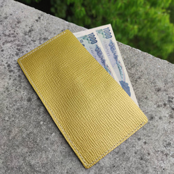 真皮鞣製 簡約皮革皮夾 可用作鈔票隔層或收據夾 最小皮夾 華麗金色 第2張的照片