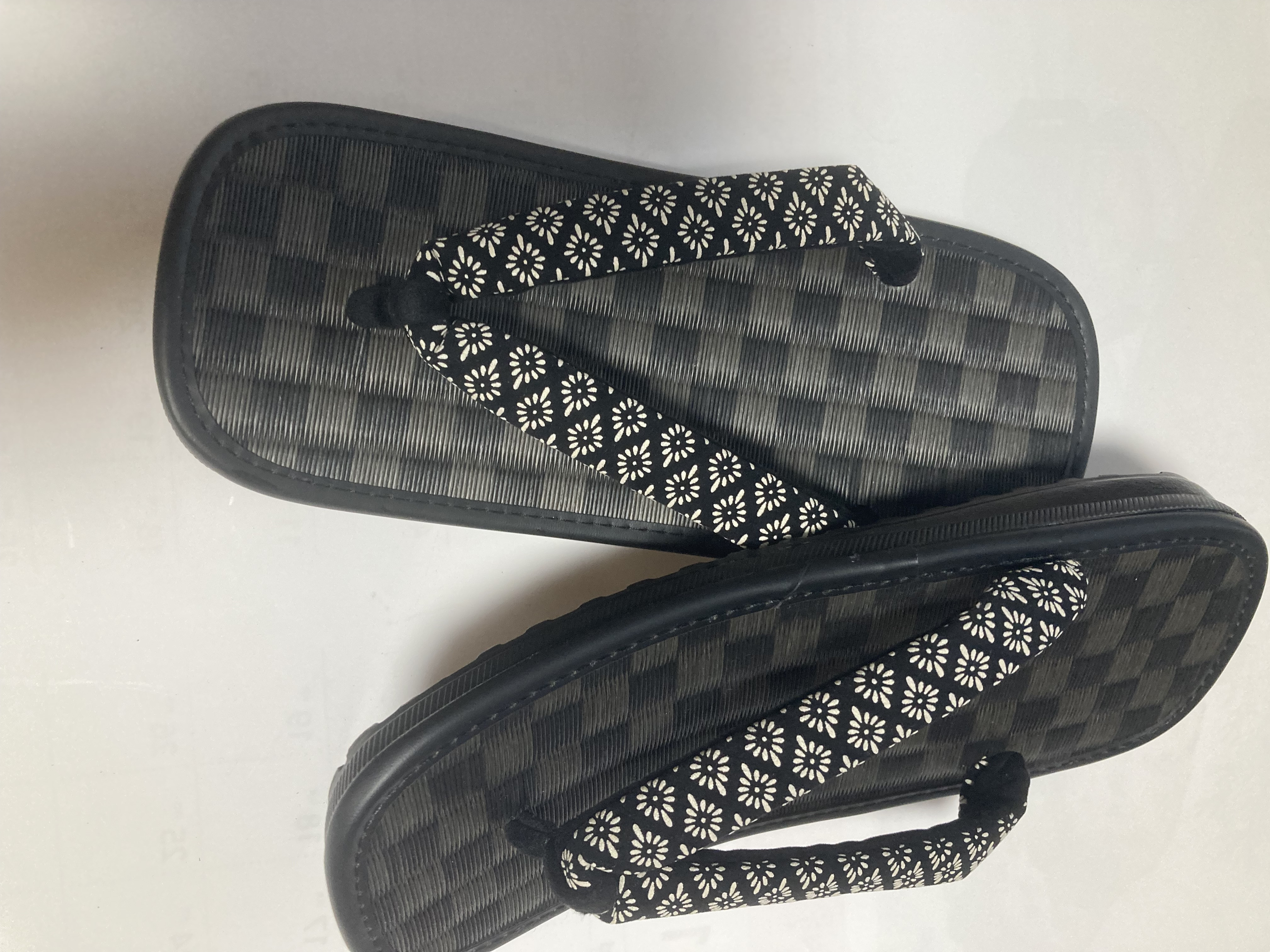 市松模様編みウレタンラジアル底印伝風花菱柄鼻緒付き鼻緒柄色々