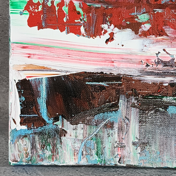 ひろ・あおき　作　「盤006 」　アクリル/キャンバス　S3　27.3x27.3cm　抽象絵画　現代アート　スクエア 5枚目の画像