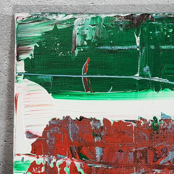 ひろ・あおき　作　「盤006 」　アクリル/キャンバス　S3　27.3x27.3cm　抽象絵画　現代アート　スクエア 4枚目の画像