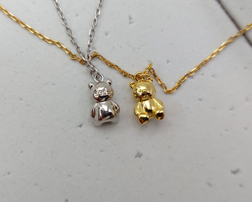 特価☆匿名配送☆ハンドメイド純銀製クマモチーフネックレスシルバー925チェーン付 e155490bf2303a60b83ab9d3e18be0