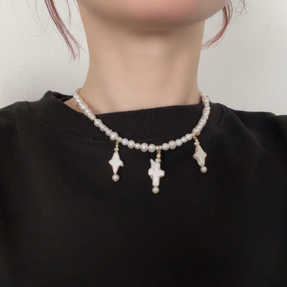 Mix pearl short necklace 1枚目の画像