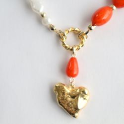 Heart & Halfcolor pearl necklace 4枚目の画像