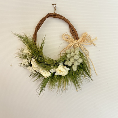 ドライフラワーリース＊ハンドメイド＊ナチュラルリース＊フラワーリーススターチス⑲ ドライフラワー♡麦のリース（スターチス） リース Rest garden 通販
