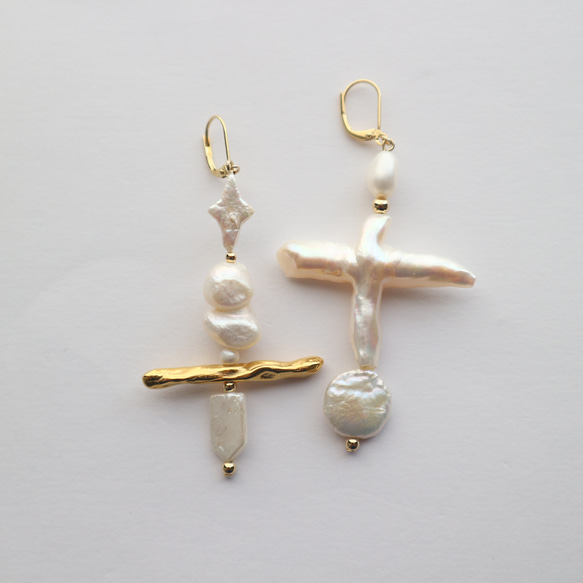 Mix pearl asymmetry pierce(earring) 2枚目の画像