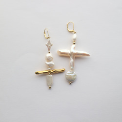 Mix pearl asymmetry pierce(earring) 1枚目の画像