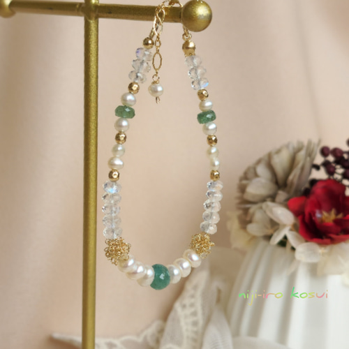 希少✧高品質✧ザンビア産エメラルドブレスレット✧14kgf エメラルドのブレスレット【14kgf】 ブレスレット えみぽむ